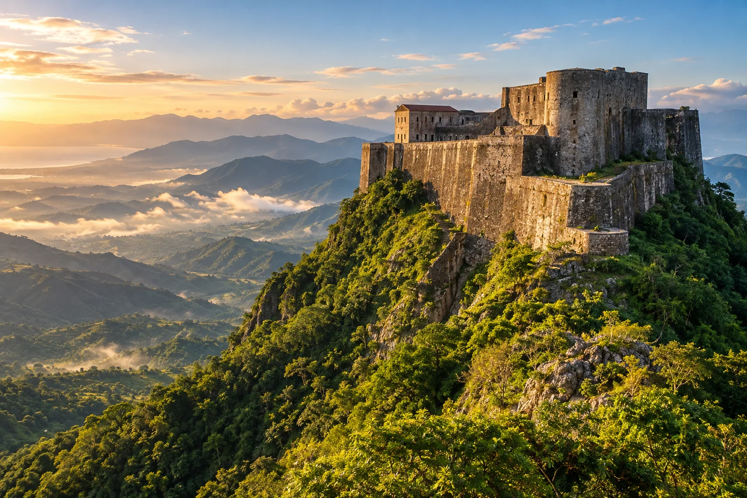 Illustrative view of a Haitian mountain fortress